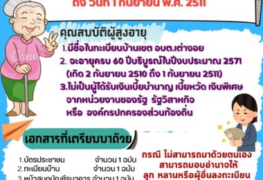 การยืนยันสิทธิรับเงินเบี้ยยังชีพผู้สูงอายุ ปีงบประมาณ 2571